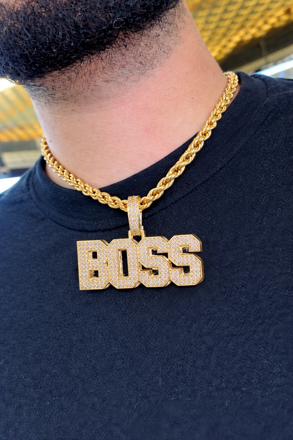 BOSS Iced Diamond Pendant – Luxury Hip Hop Style
