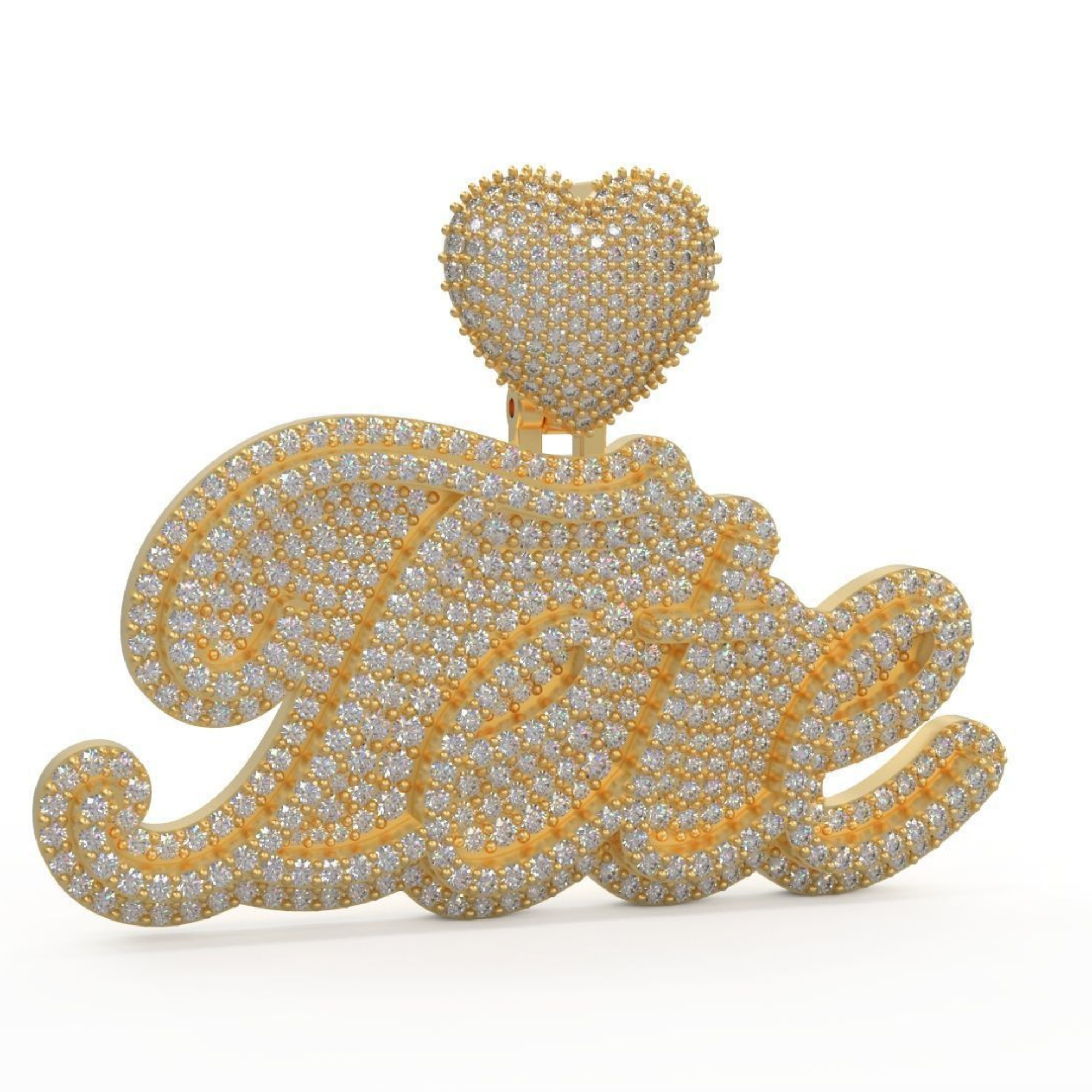 Custom Letter Name Heart Shape Hip Hop Pendant