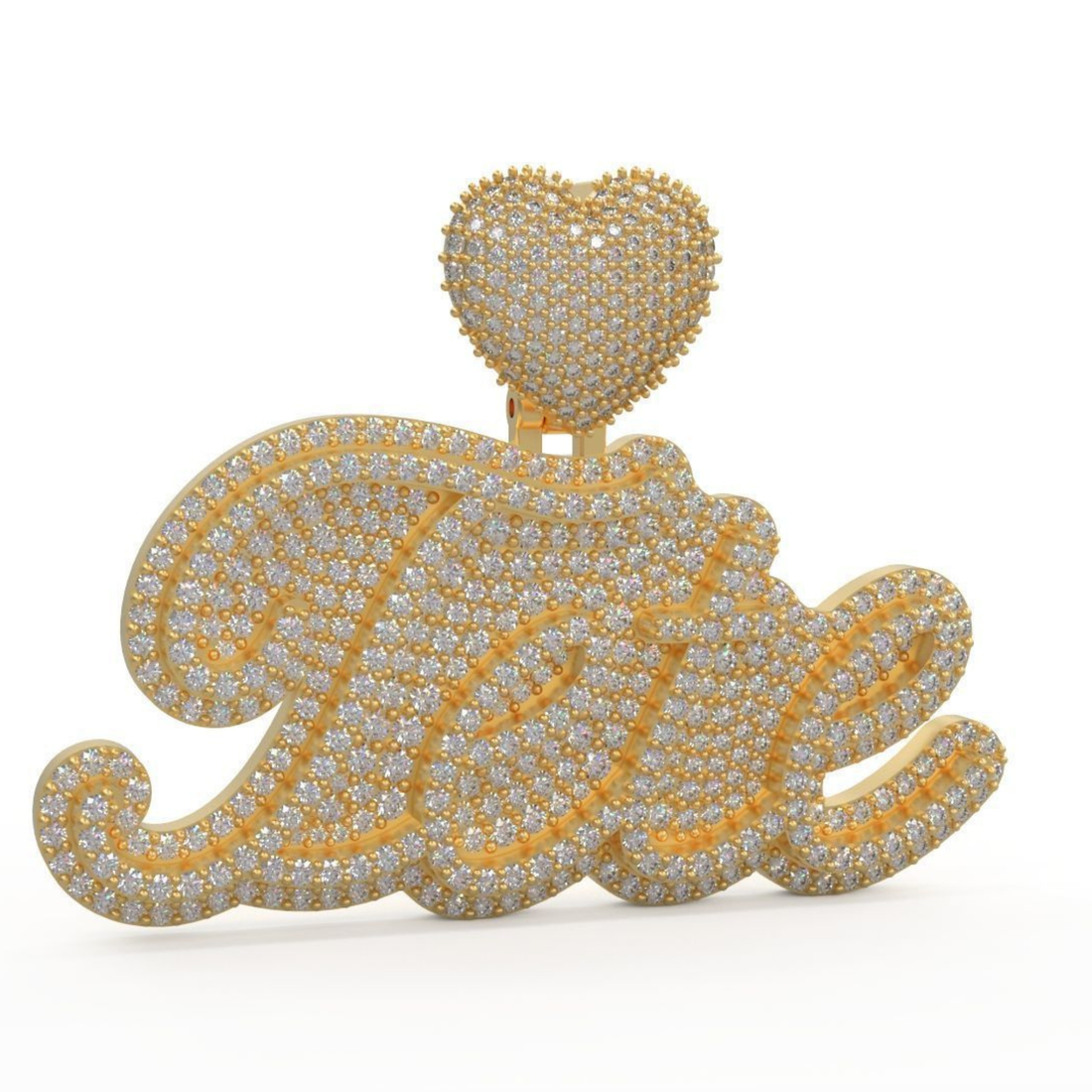 Custom Letter Name Heart Shape Hip Hop Pendant