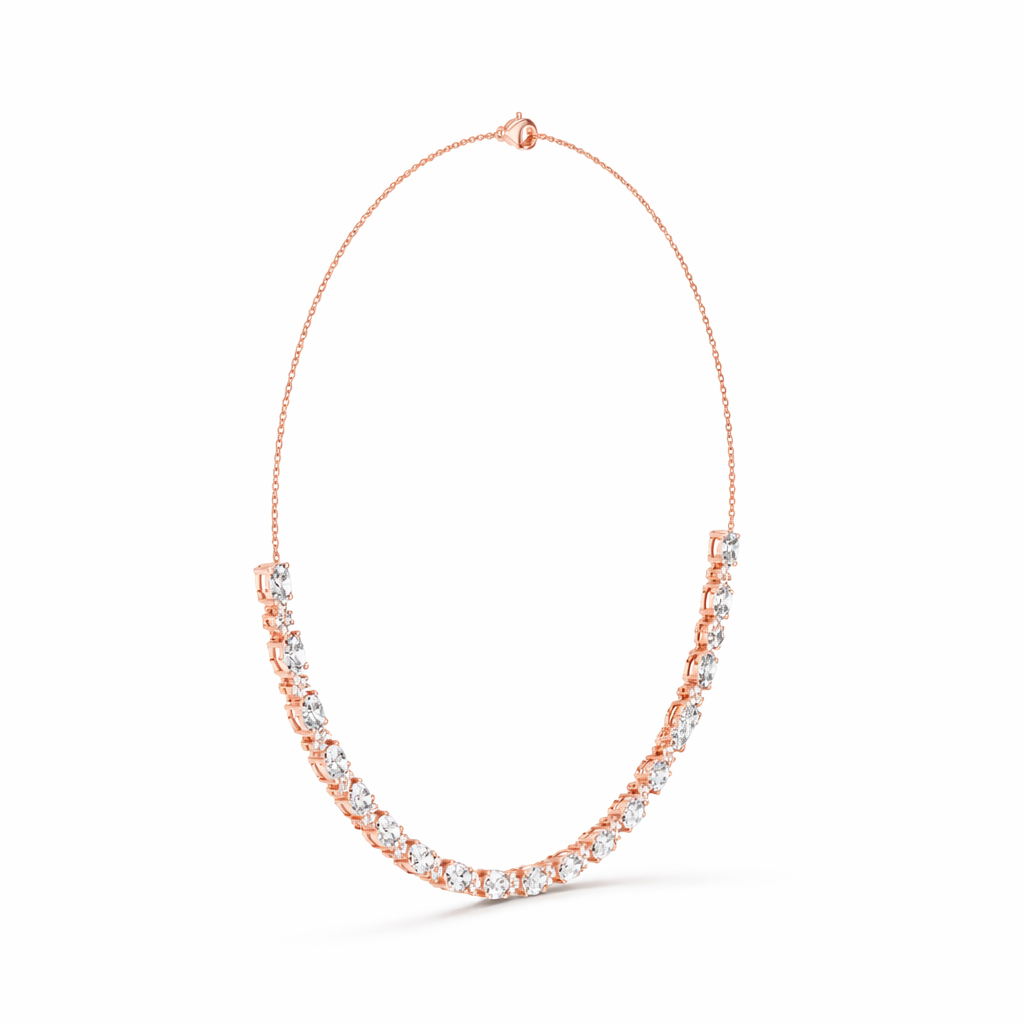 Graduated Diamond Curve Necklace For Women