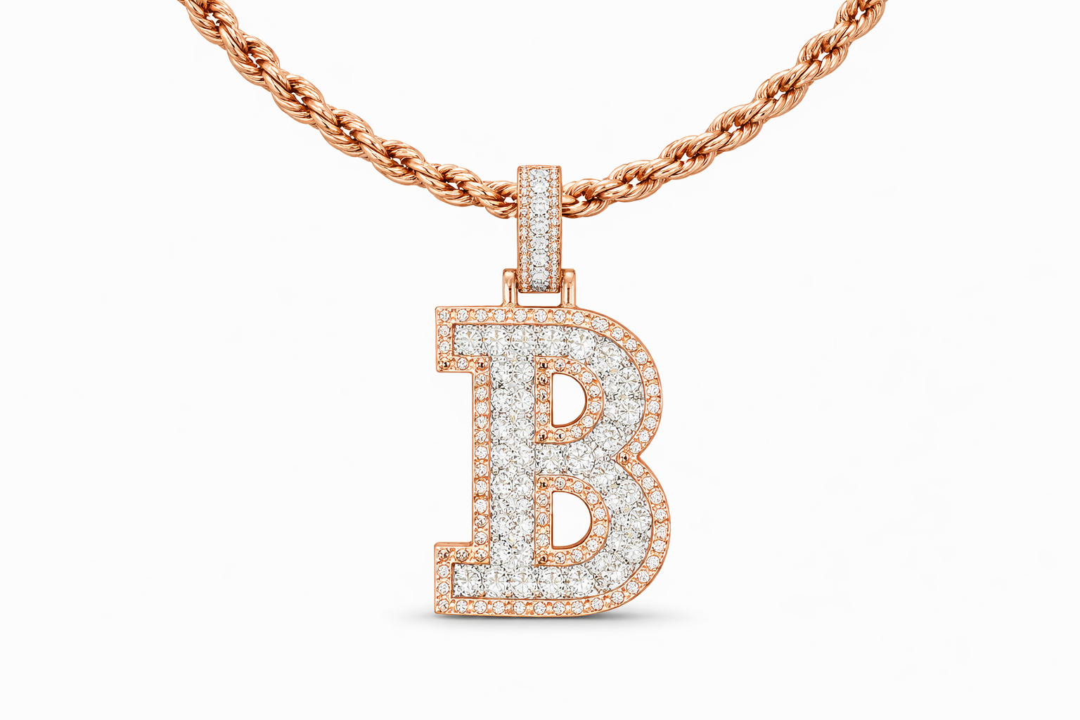 Custom Letter “B” Diamond Pendant – Iced own Initial Pendant