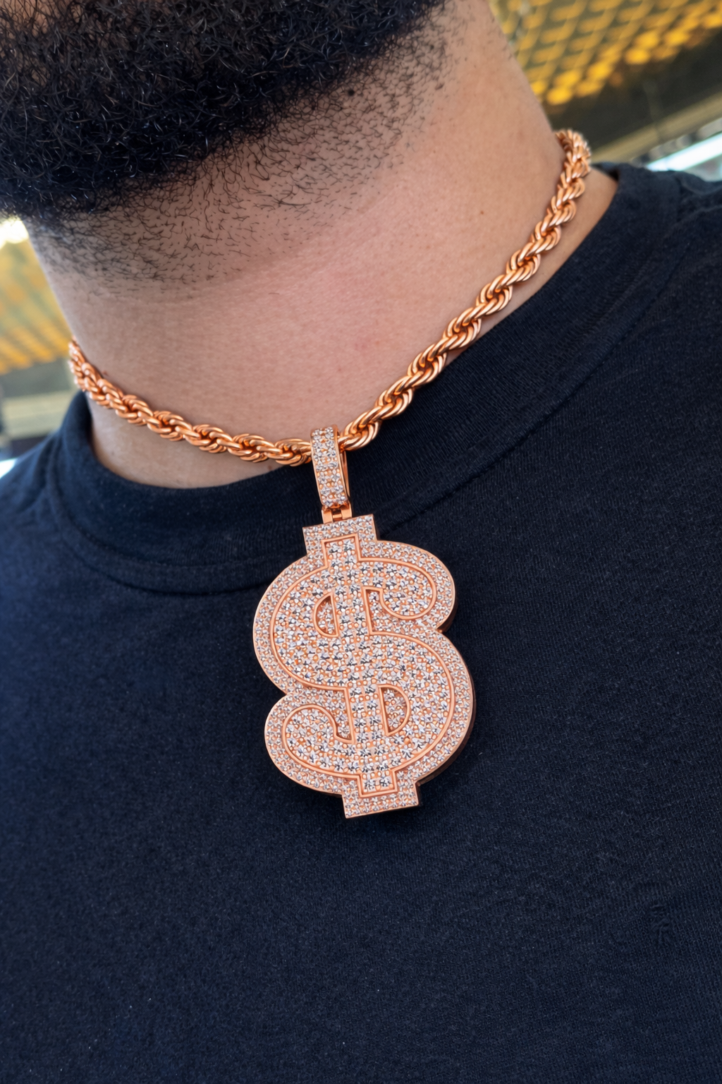 Iced Dollar Sign Diamond Pendant