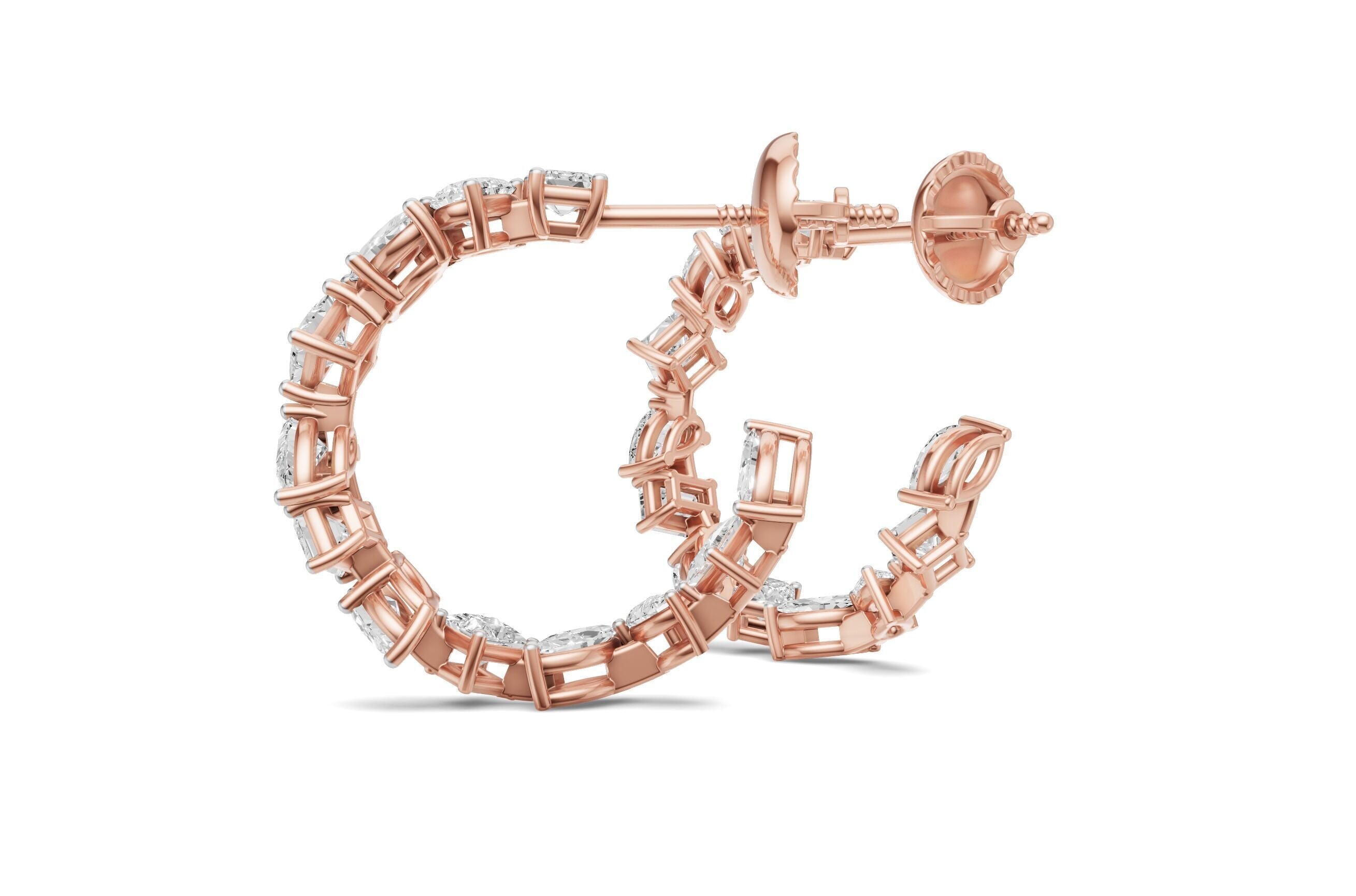 Multi Shape Diamond Hoop Earrings