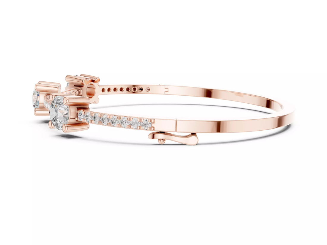 Three Stone Diamond Bangle Bracelet Luxury Jewelry