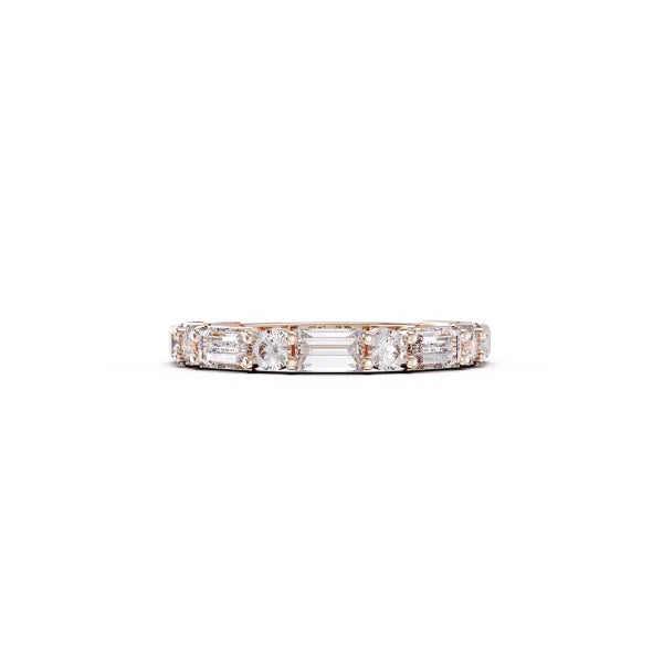 Baguette Round Cut Diamond Half Eternity Wedding Band for Women