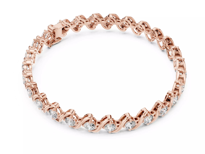 Twist Round cut Diamond Tennis Bracelet Fine Jewelry