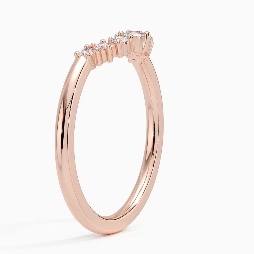 Curved Diamond Wedding Band Elegant Stackable Promise Ring