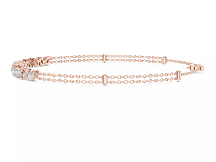 Multi Shape Diamond Bar Chain Bracelet Fine Jewelry