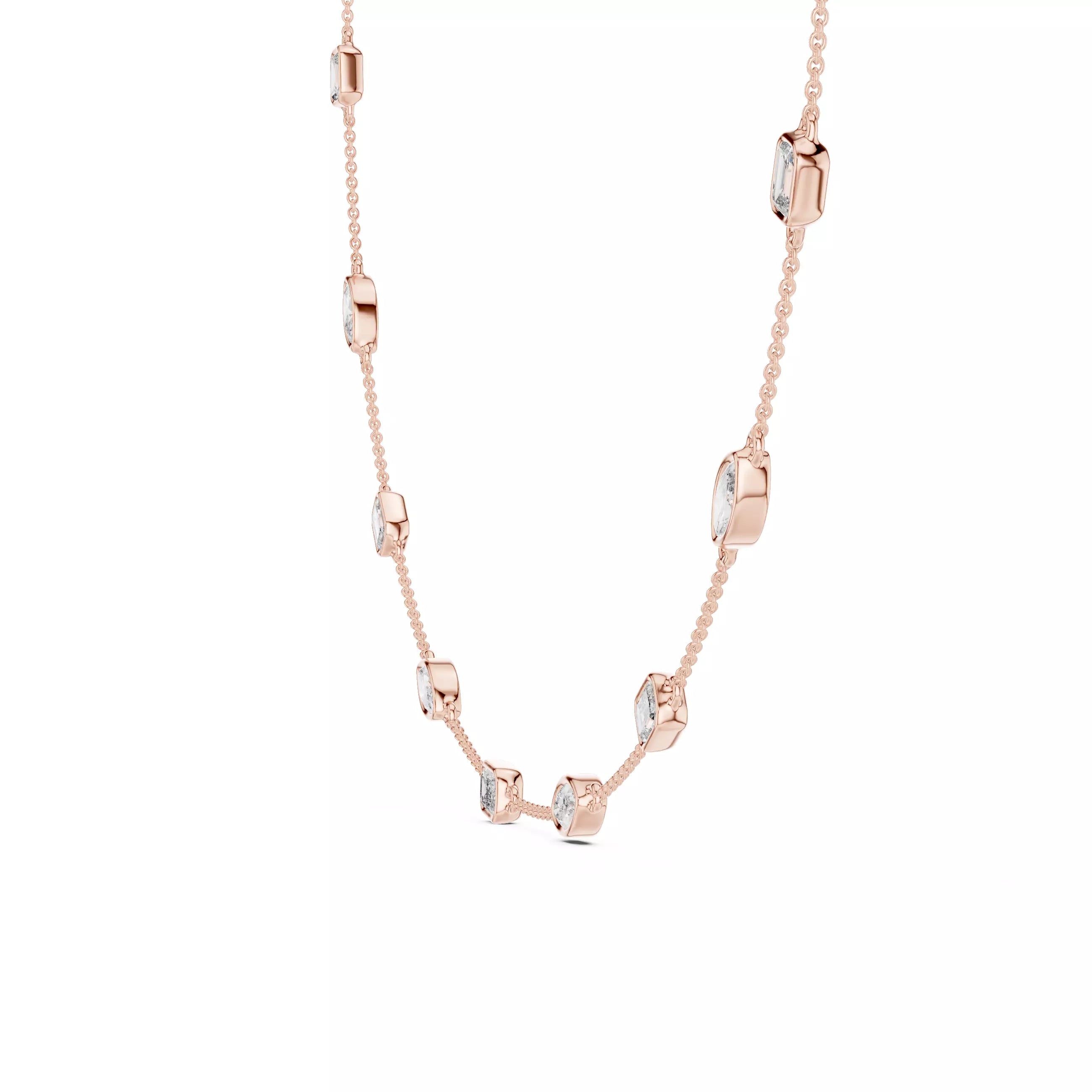 Multi Shape Diamond Bezel Station Necklace
