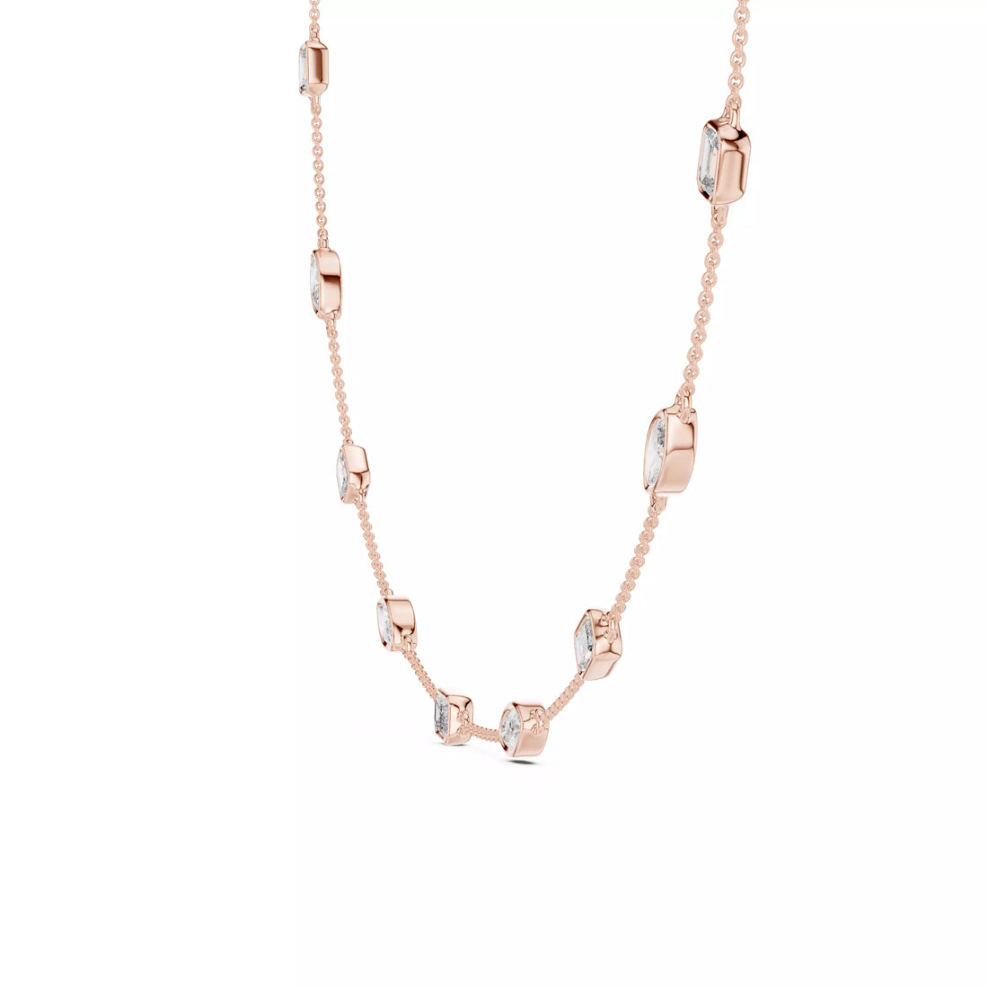 Multi Shape Diamond Bezel Station Necklace