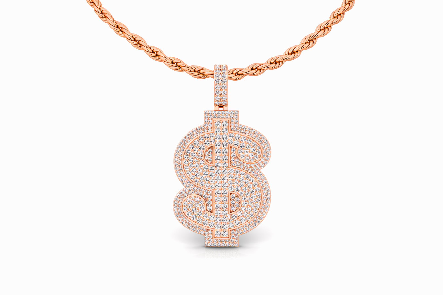 Iced Dollar Sign Diamond Pendant