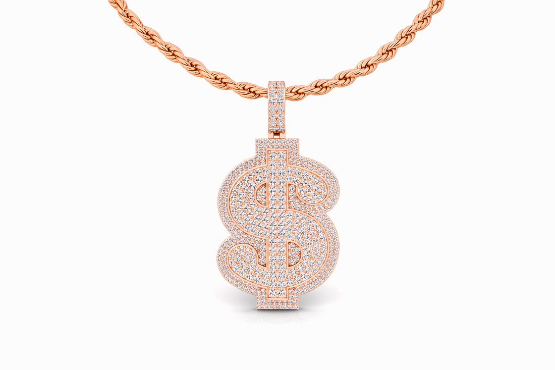 Iced Dollar Sign Diamond Pendant