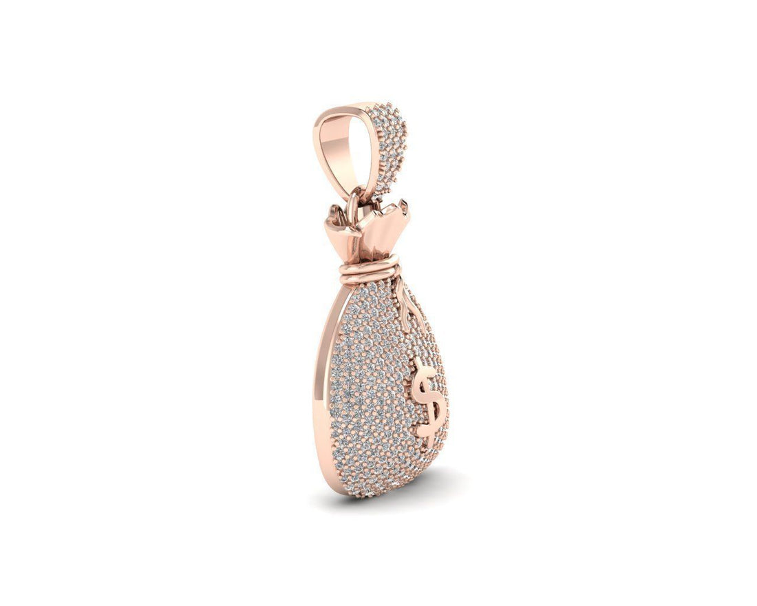 Iced Dollar Money Bag Diamond Pendant