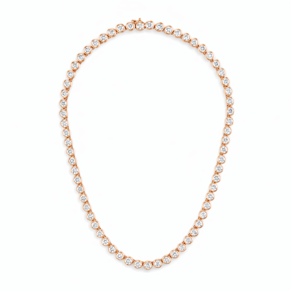 Bezel Set Diamond Tennis Necklace For Men And Women