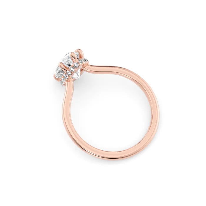 Pear Shape Diamond Hidden Halo Engagement Ring For Women