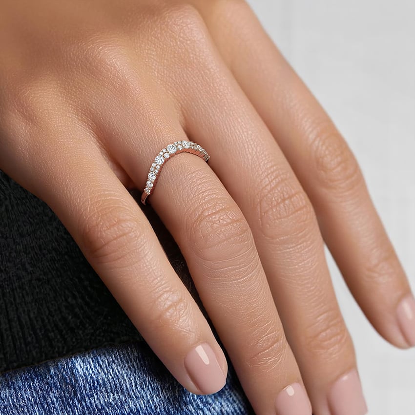 Curved Diamond Chevron Band for Women