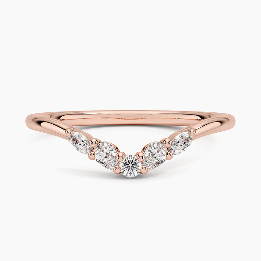 Elegant V Shape Diamond Wedding Band Ring For Women