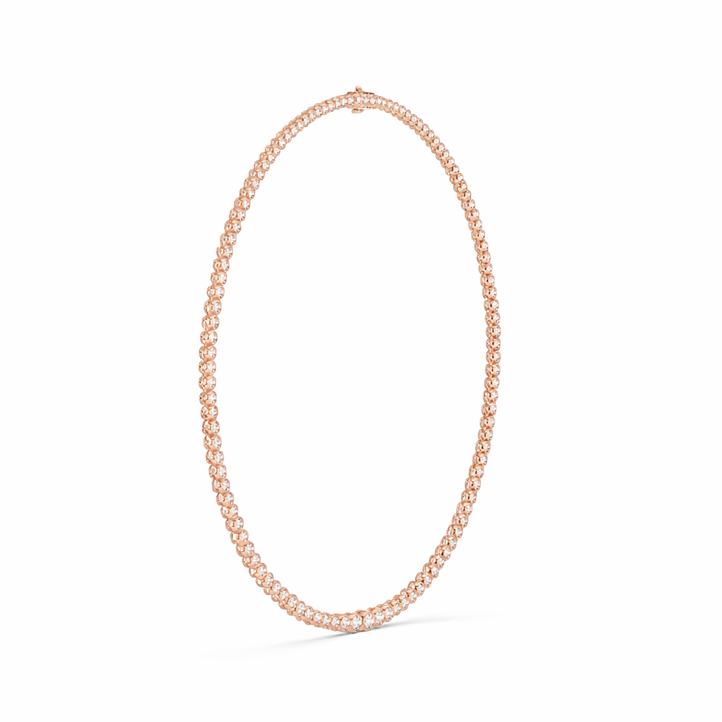Luxury Round cut Diamond Bezel Set Tennis Necklace