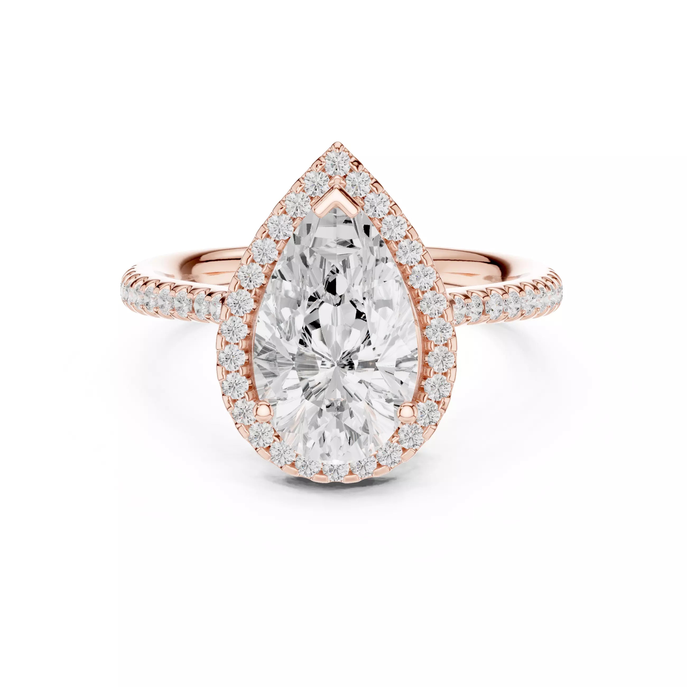 Pear cut Diamond Halo Pavé Setting Engagement Ring