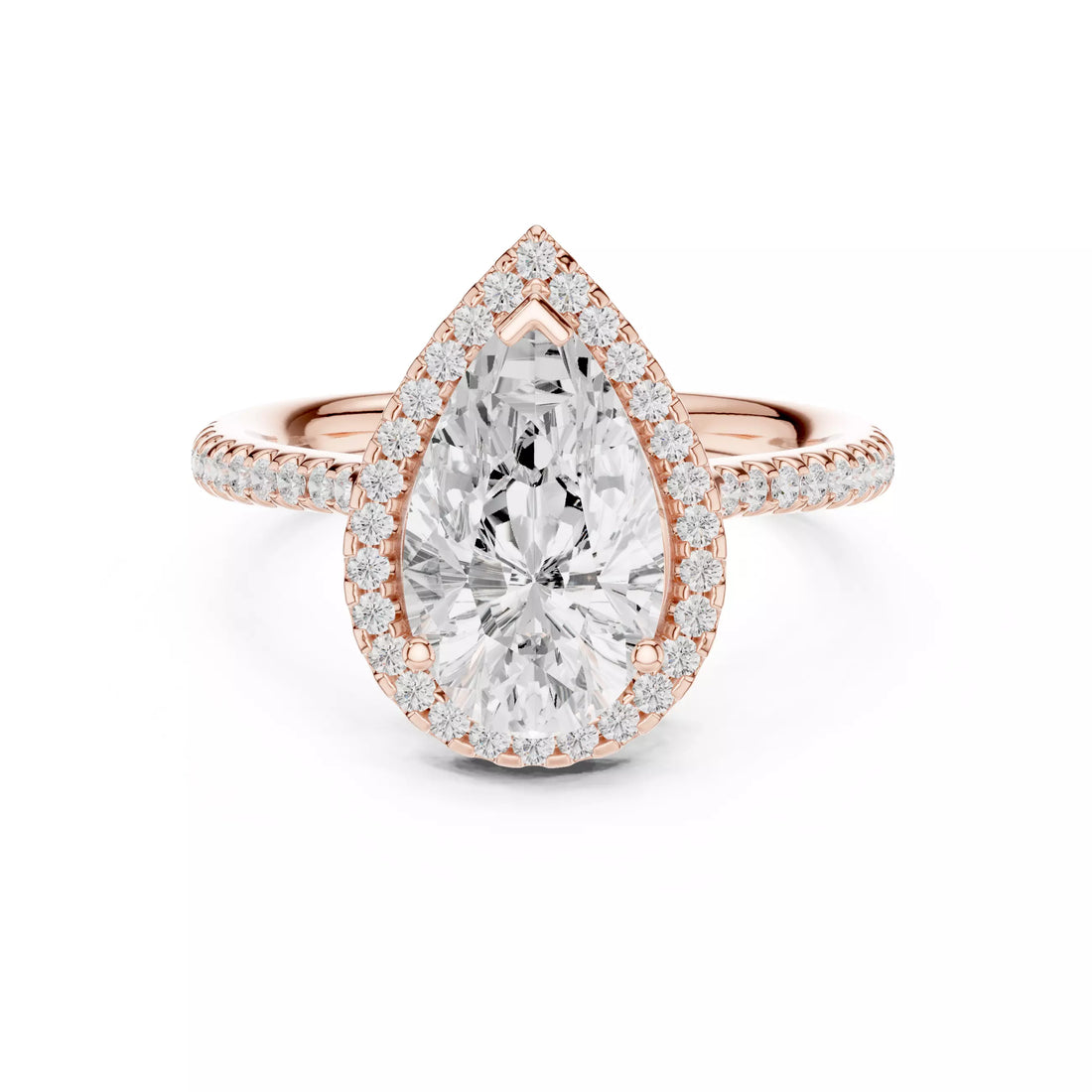 Pear cut Diamond Halo Pavé Setting Engagement Ring