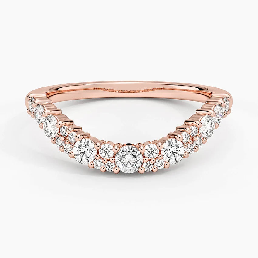 Curved Diamond Chevron Band for Women