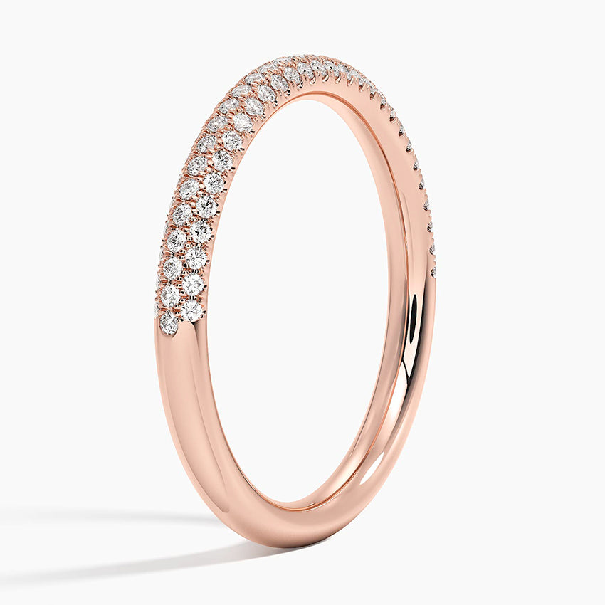 Round Diamond Pave Half Eternity Wedding Band Ring