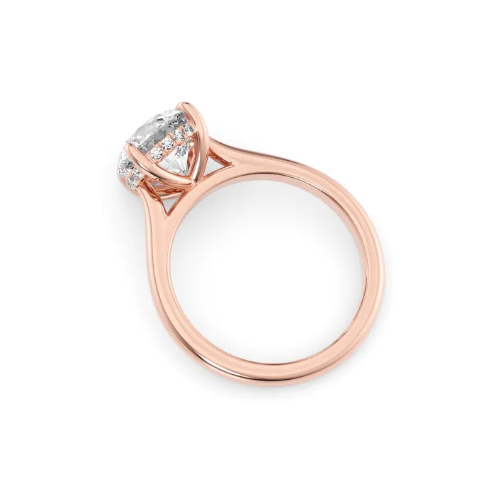 Round Cut Diamond Hidden Halo Cathedral Ring
