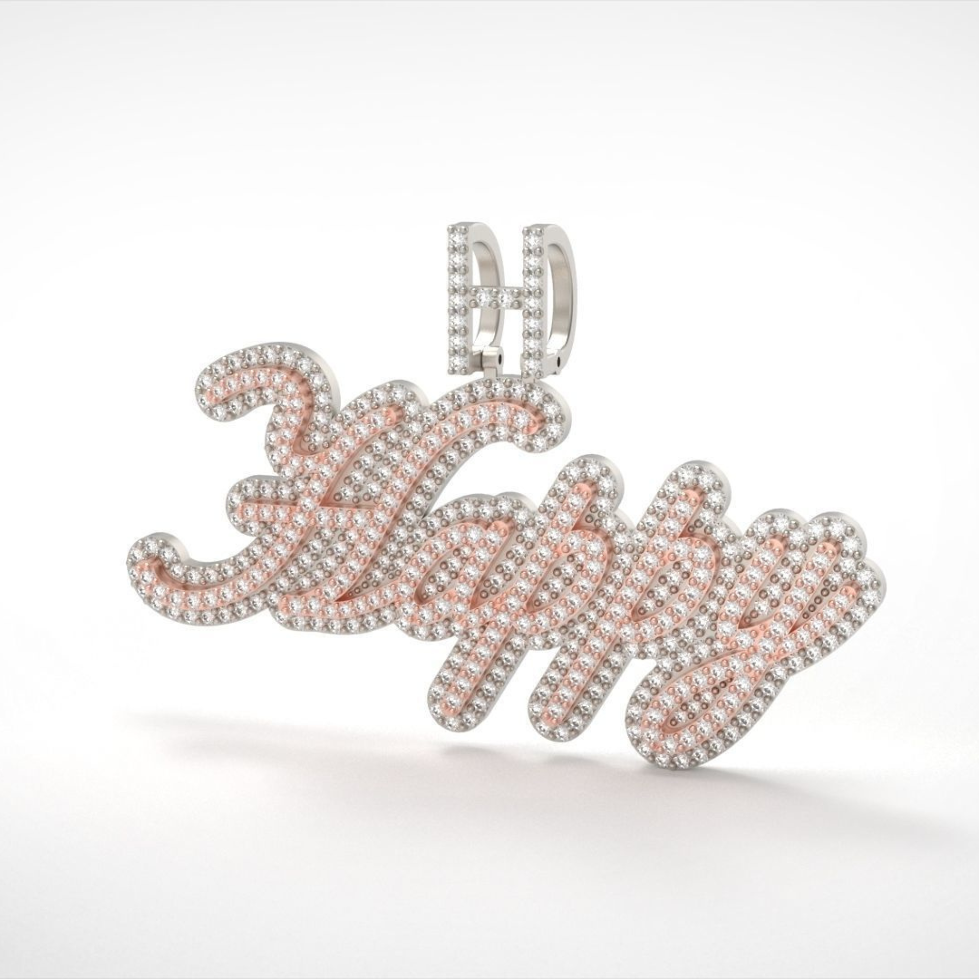 Iced Happy Name Letter Hip Hop Pendant