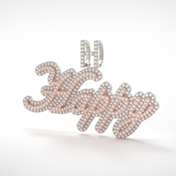 Iced Happy Name Letter Hip Hop Pendant