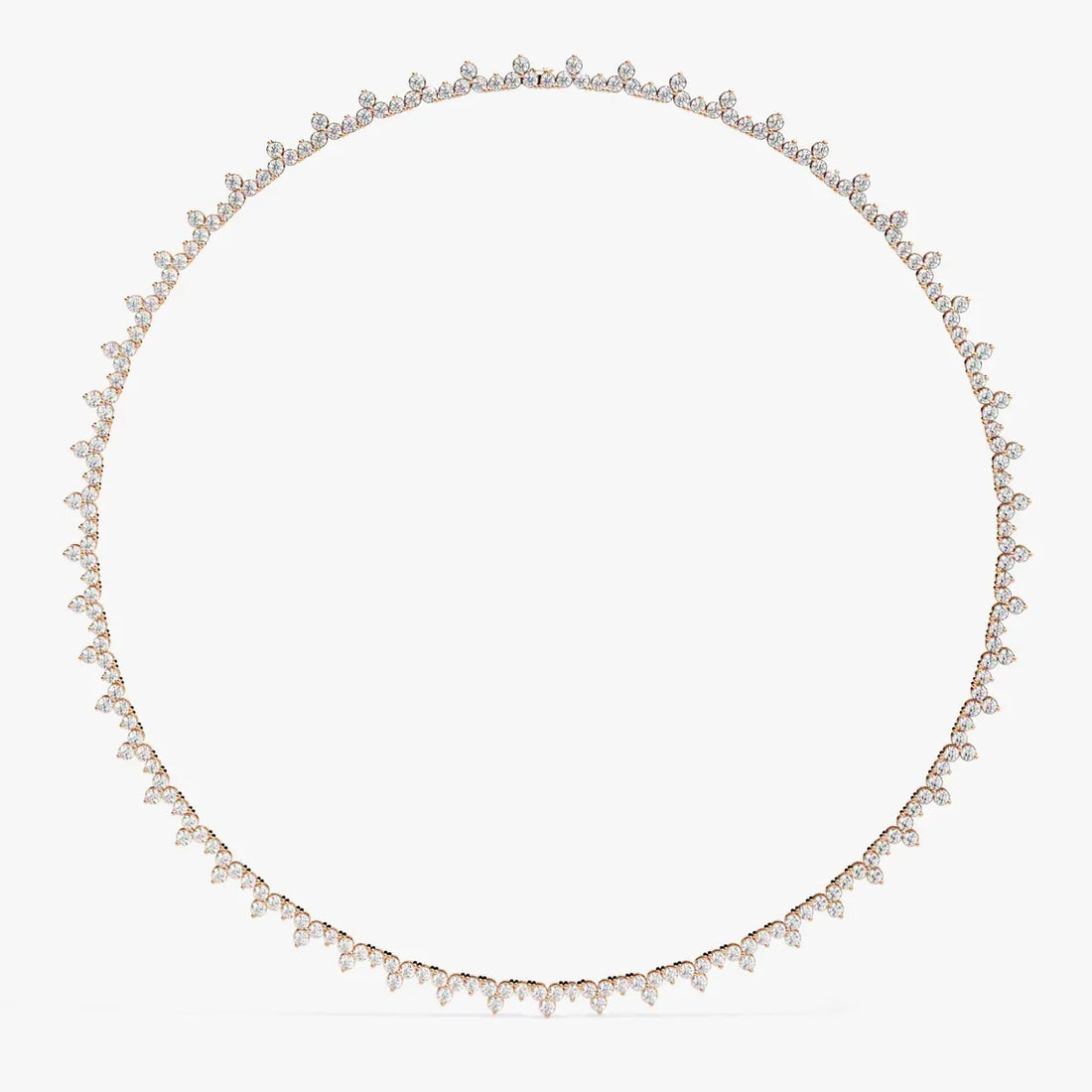 Round Diamond Three Prong Tennis Necklace for Women