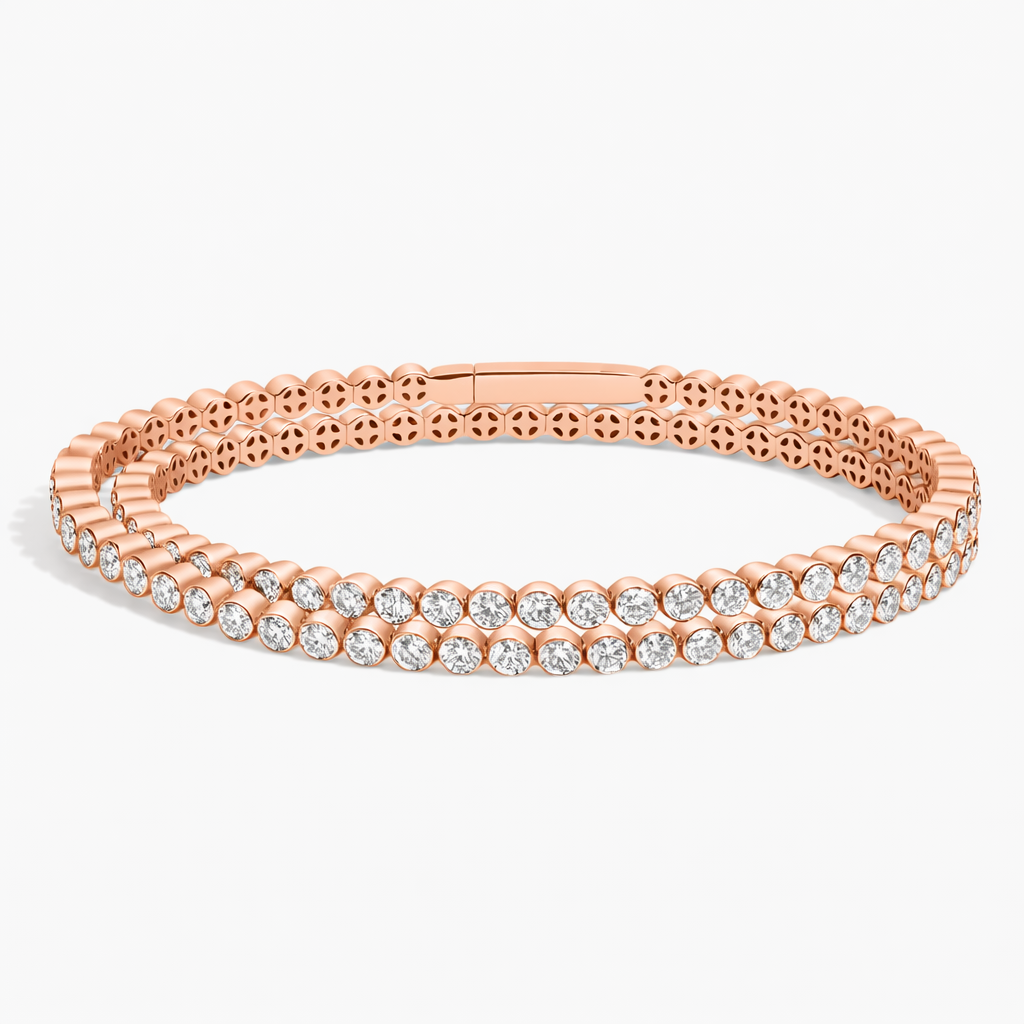 Luxury Double Row Round Diamond Tennis Bracelet For Women