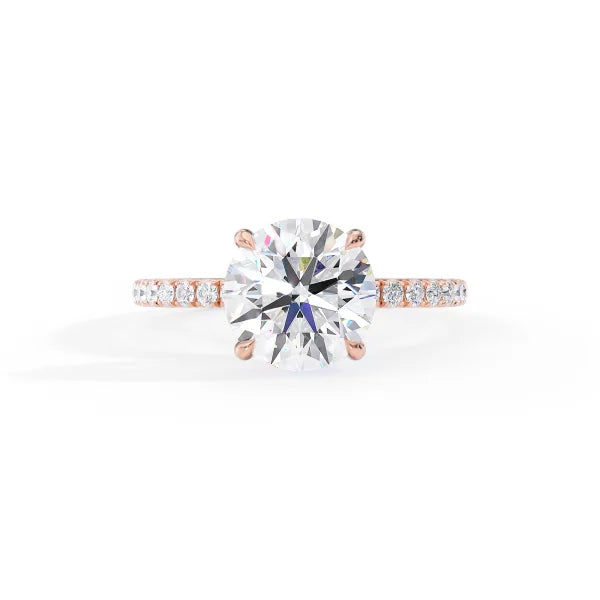 Round Cut Solitaire Pavé Hidden Halo Ring