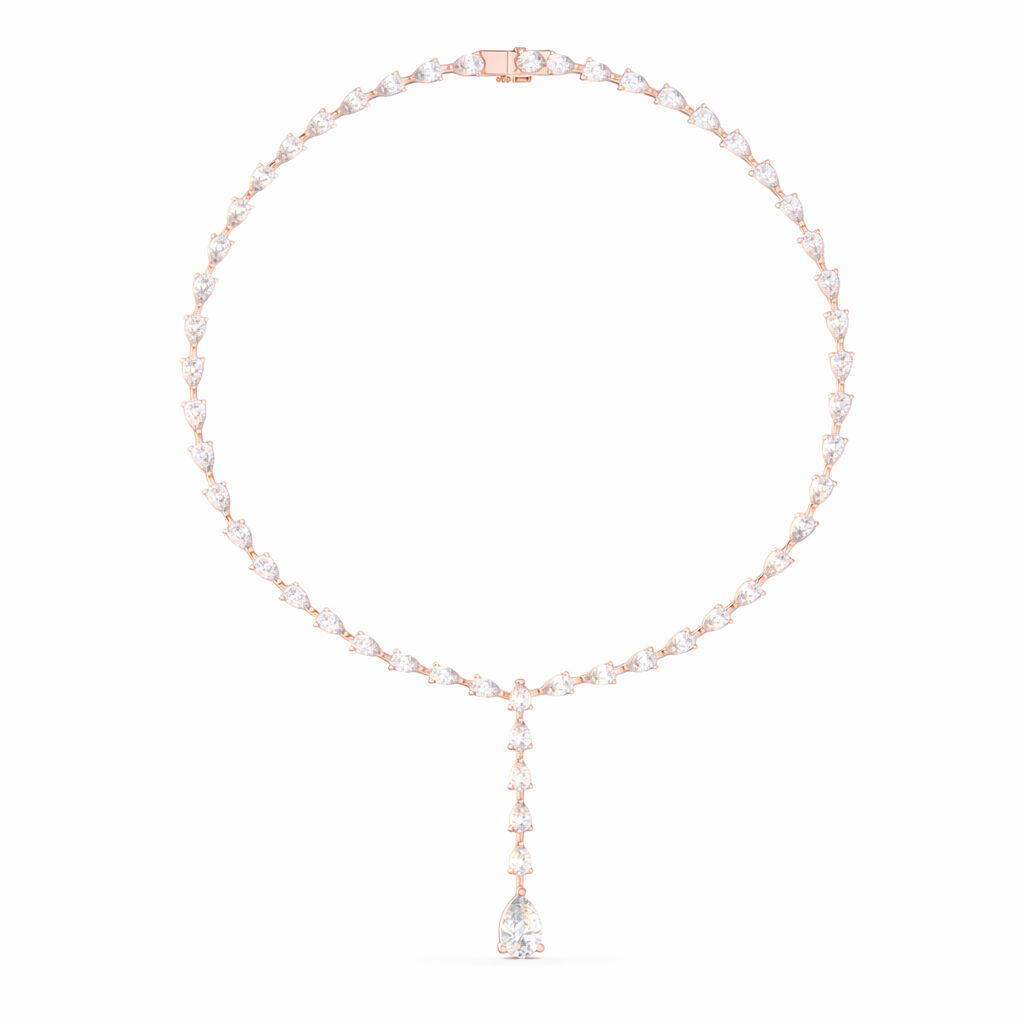 Pear Shape Diamond Drop Tennis Necklace