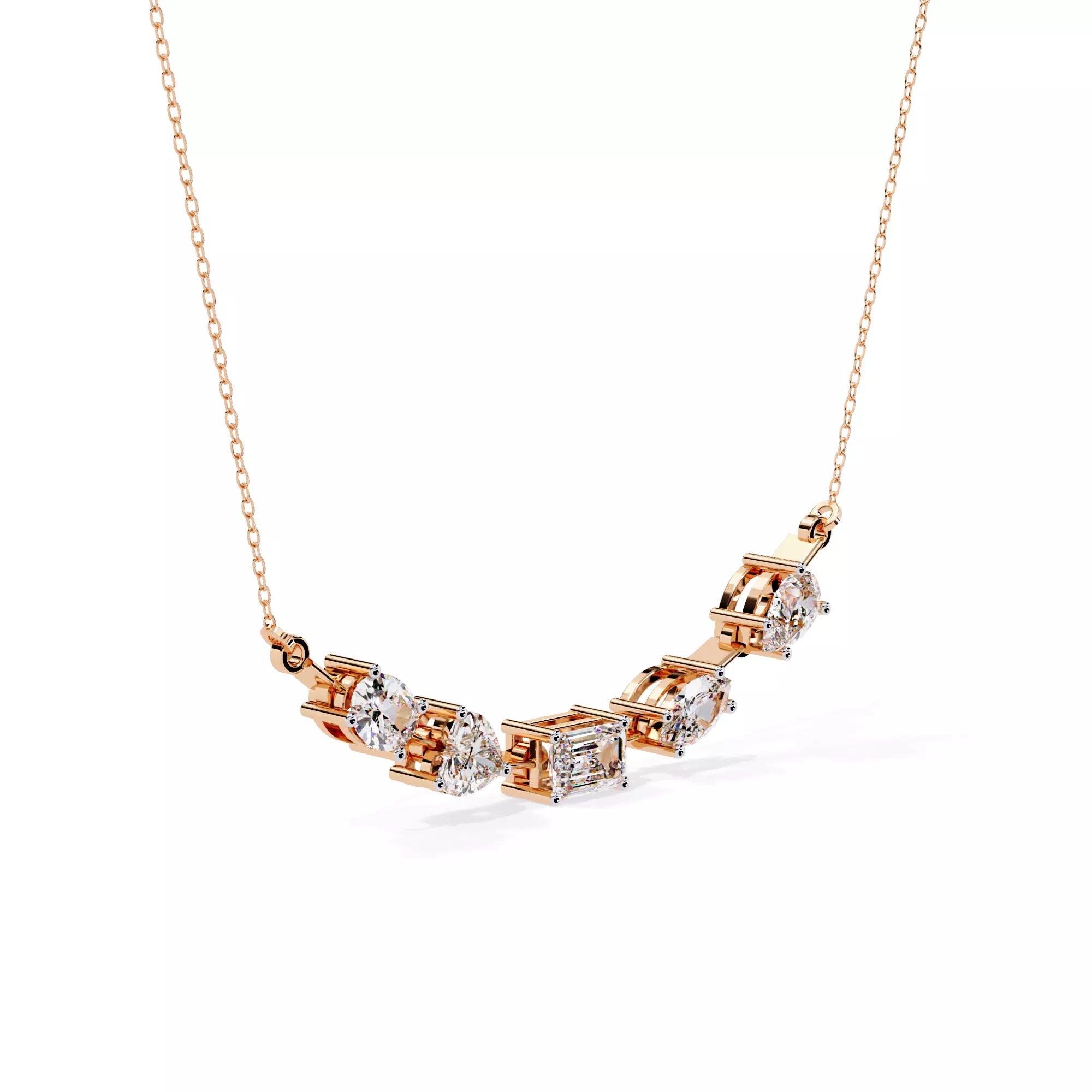Multi Shape Diamond Station Necklace For Women