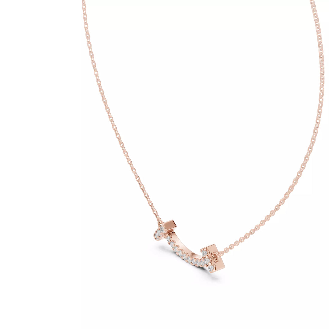 Curved Diamond Bar Necklace For Women Minimal Jewelry