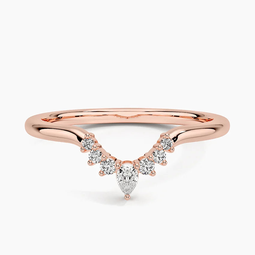 Curved Diamond Wedding Band for Women Elegant Stackable Ring