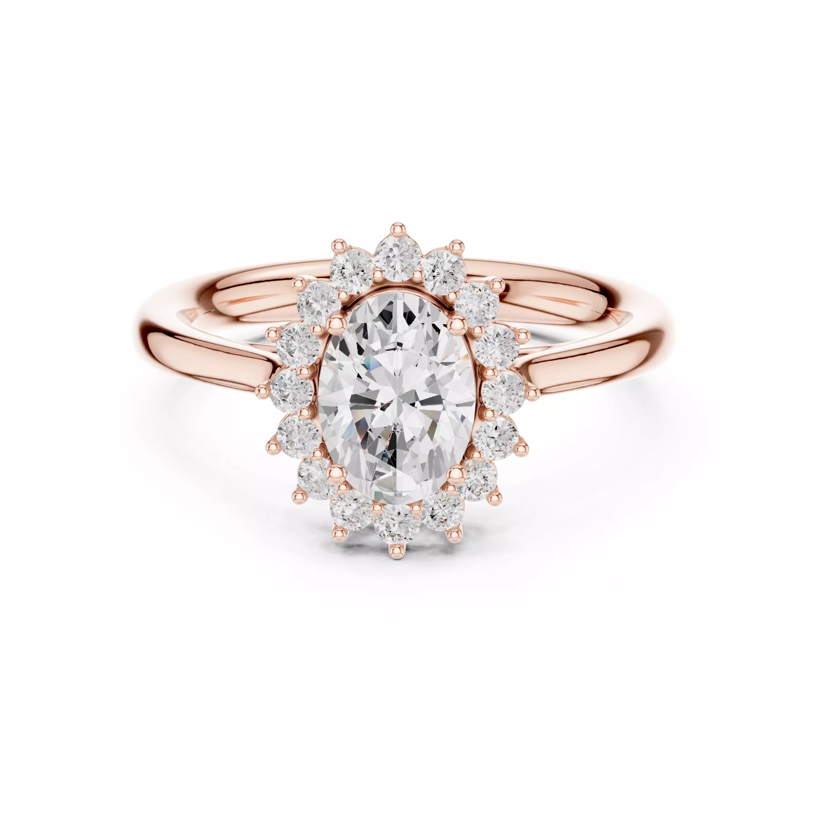Oval cut Diamond Halo Engagement Ring