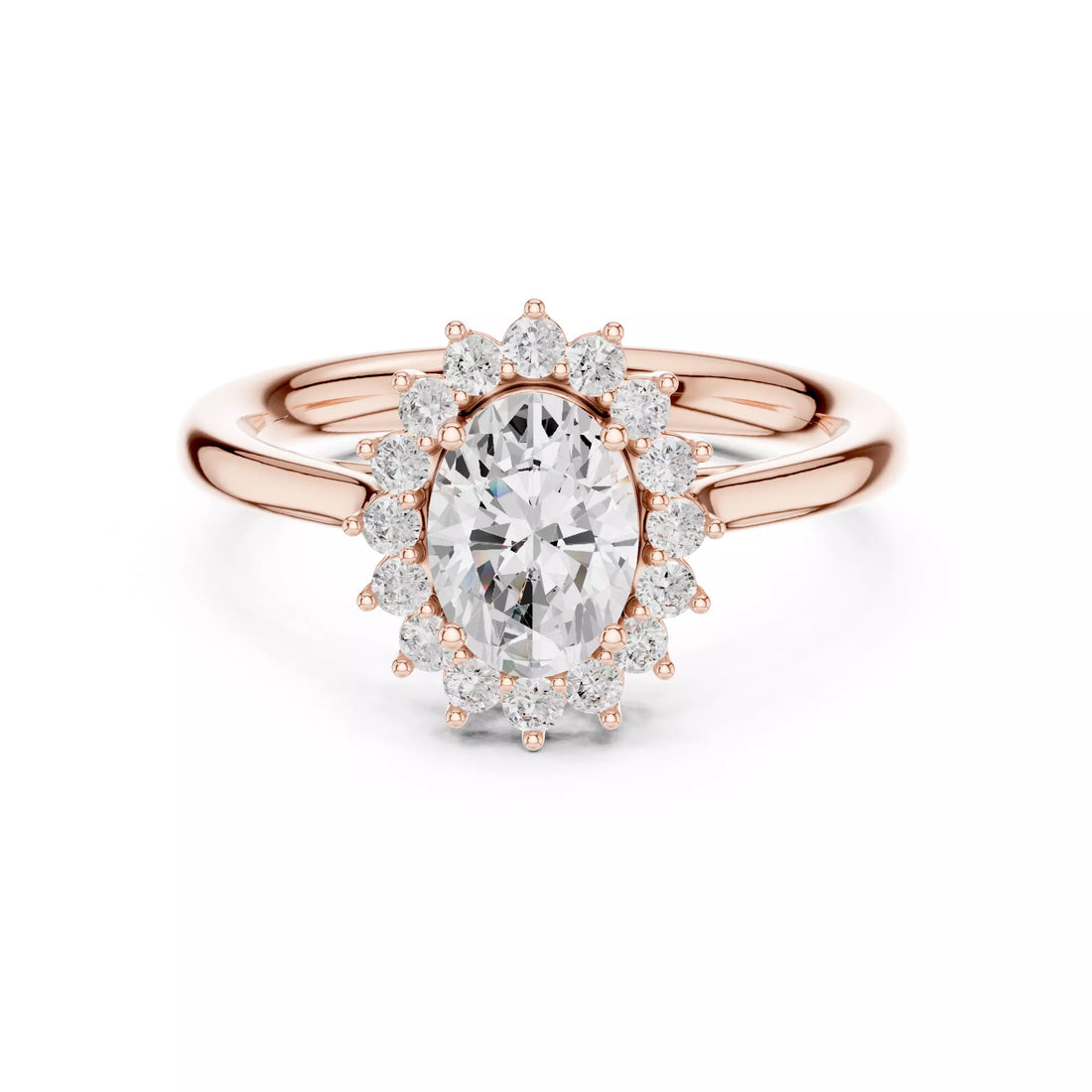Oval cut Diamond Halo Engagement Ring