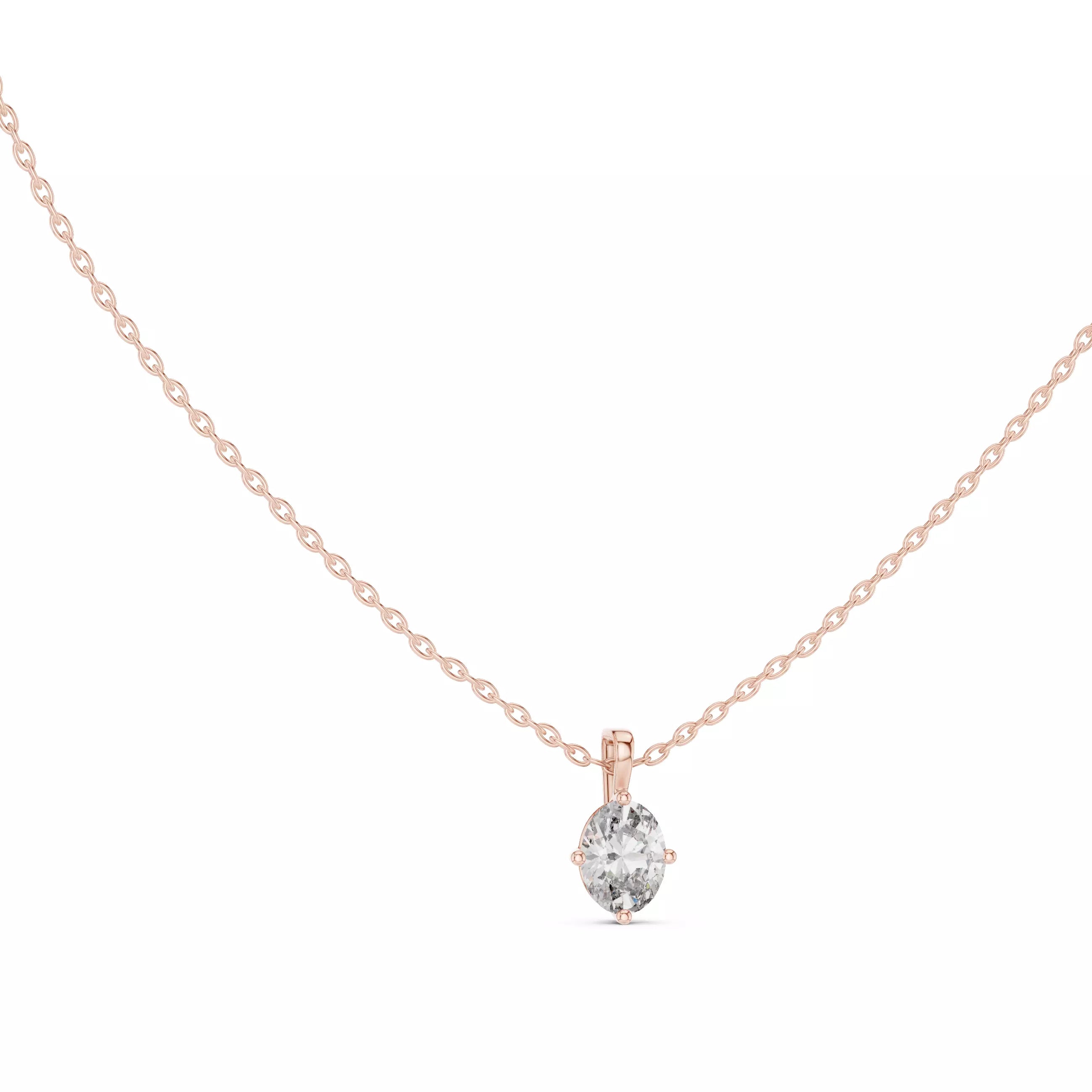 Oval Cut Diamond Solitaire Pendant Necklace