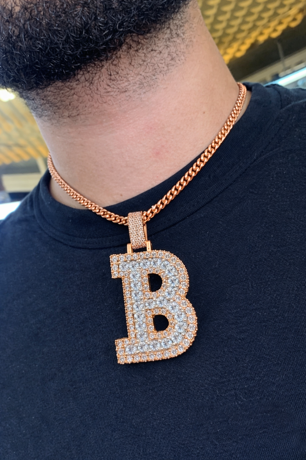 Custom Letter “B” Diamond Pendant – Iced own Initial Pendant