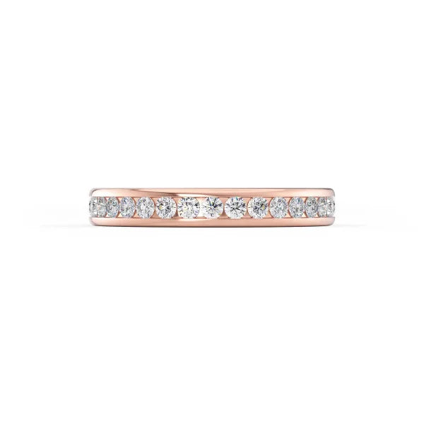 Round Diamond Channel Set Eternity Band Ring For Women Wedding Jewelry