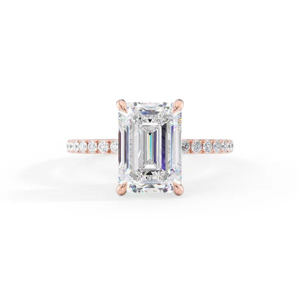 Emerald Cut Solitaire Pavé Ring