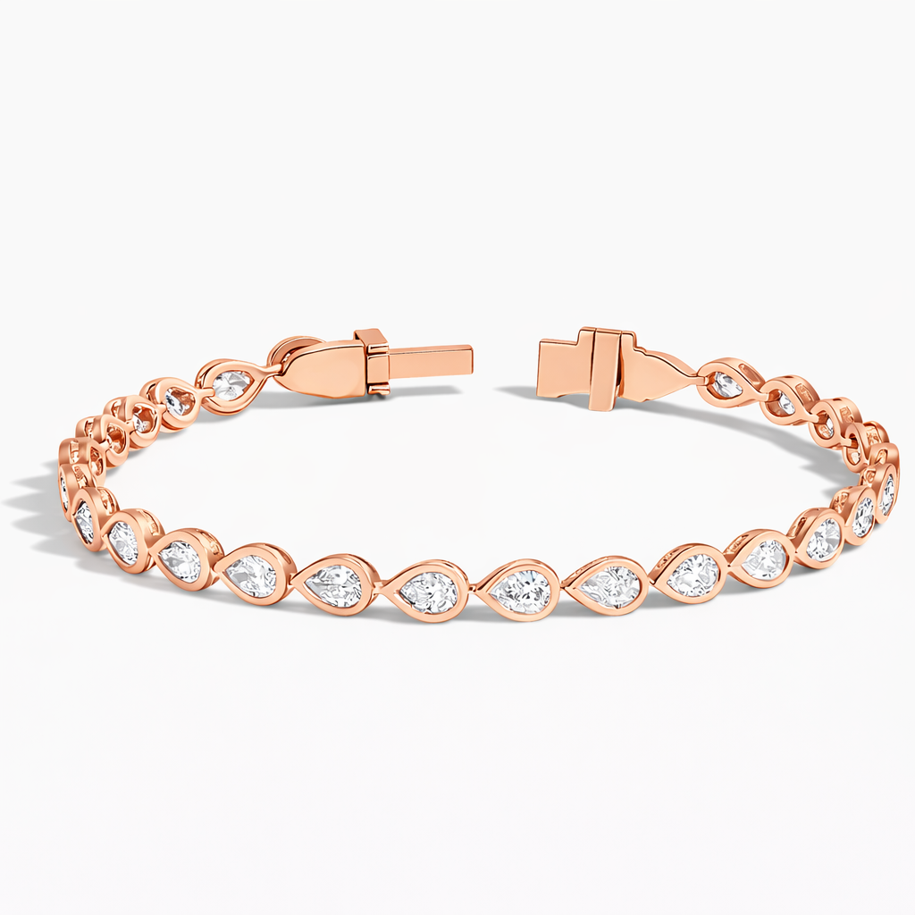 Pear Shape Diamond Bezel Set Tennis Bracelet For Women