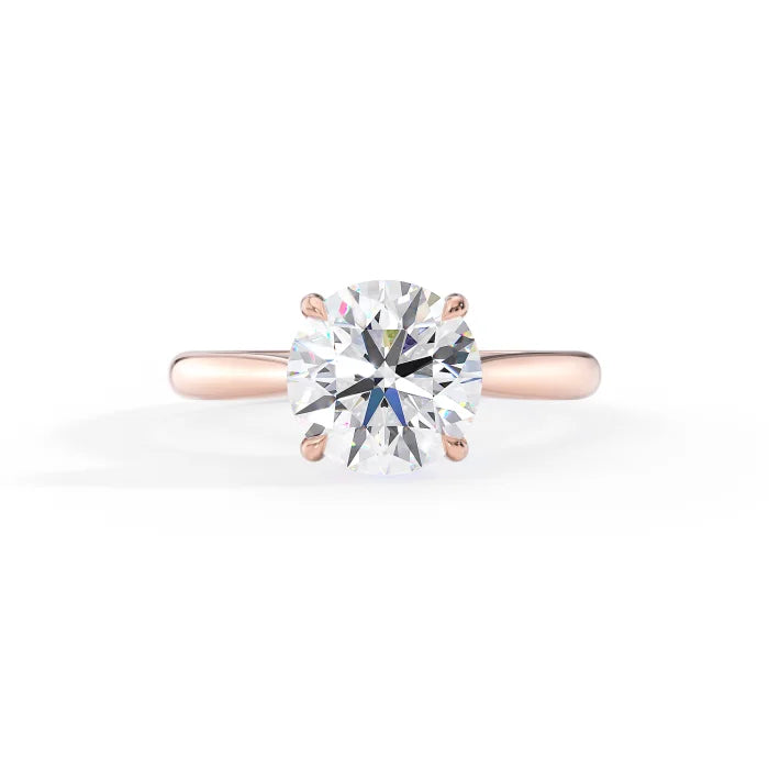 Round Cut Diamond Hidden Halo Cathedral Ring