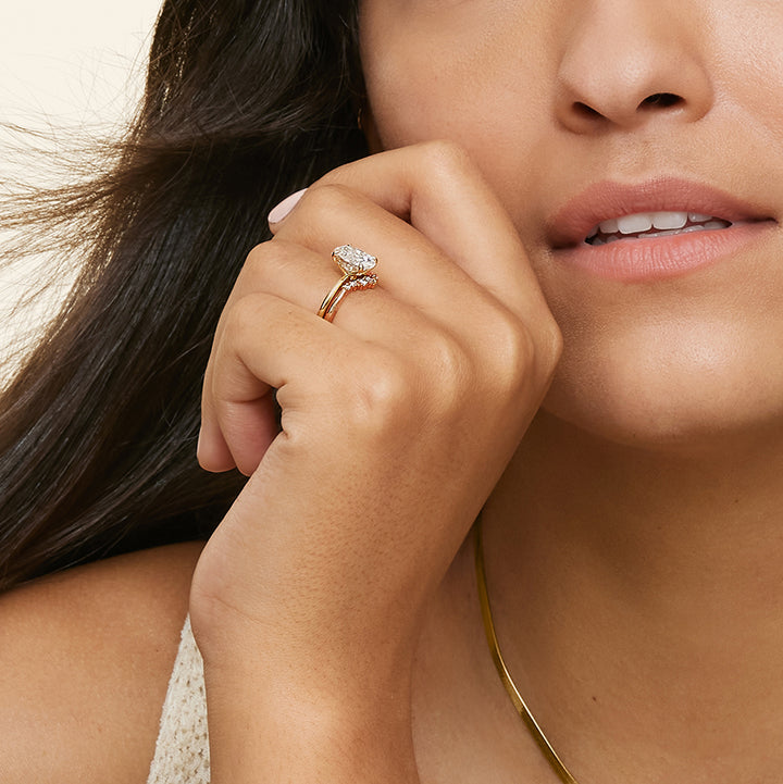 Curved Diamond Wedding Band Elegant Stackable Promise Ring