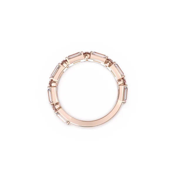 Baguette Round Cut Diamond Half Eternity Wedding Band for Women