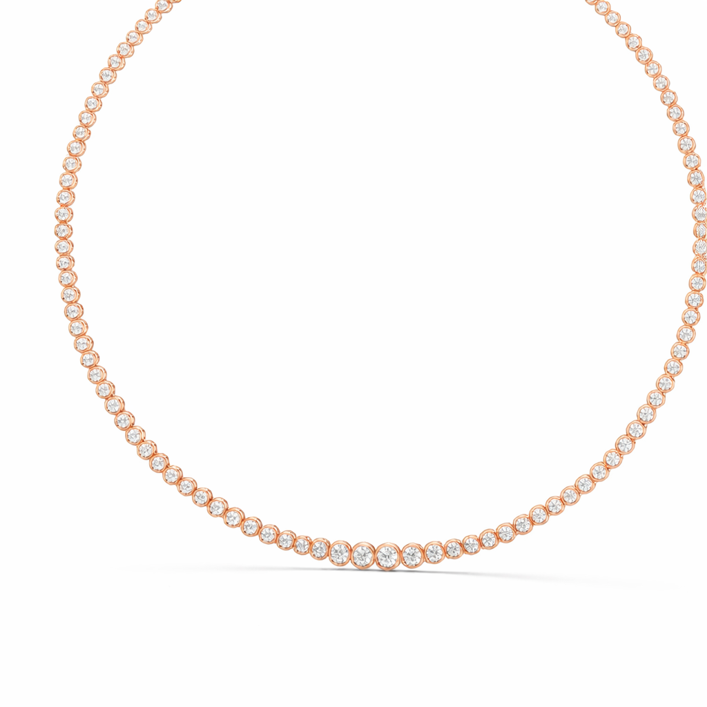 Luxury Round cut Diamond Bezel Set Tennis Necklace