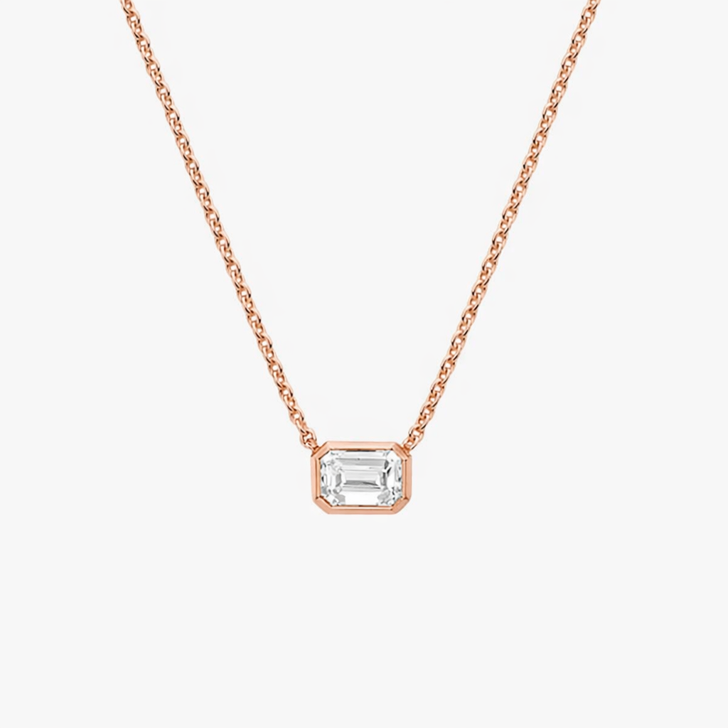 Emerald Cut Solitaire Diamond Pendant Necklace