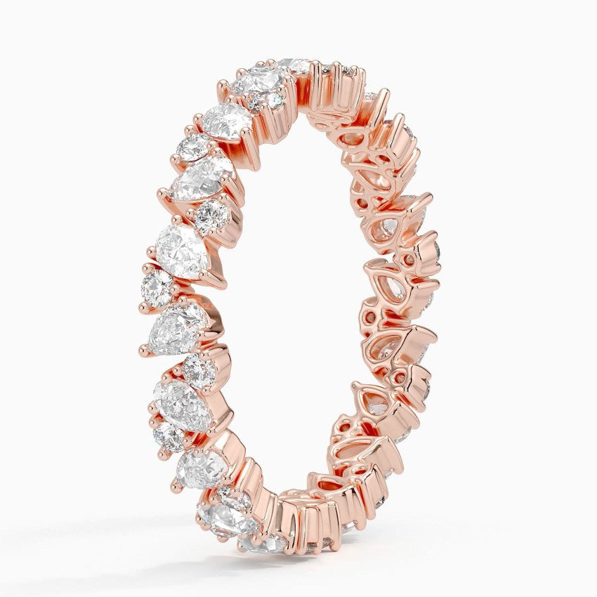 Pear Round Diamond Eternity Band Elegant Wedding Anniversary Gift