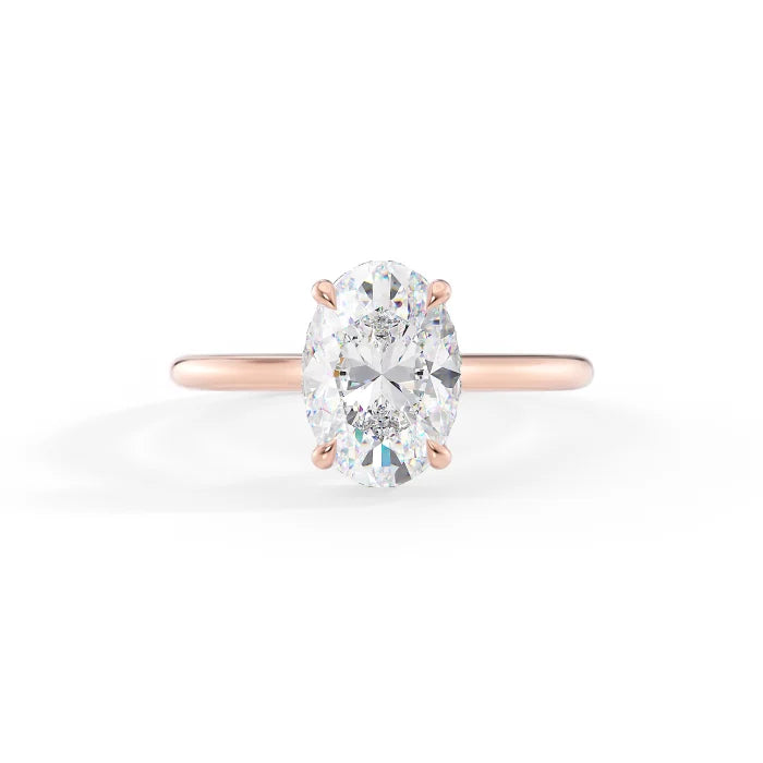 Oval Cut Diamond Hidden Halo Solitaire Engagement Ring